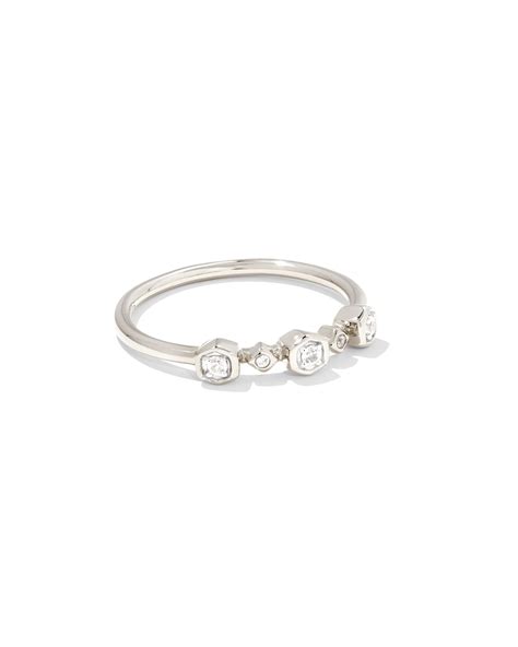 Davie Sterling Silver Trio Band Ring In White Sapphire Kendra Scott