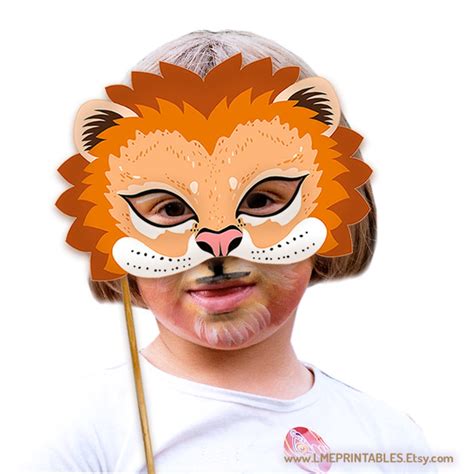 Lion Mask Printable Animal Masks Childrens Funny Party Pdf Etsy