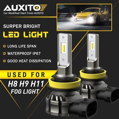 2X AUXITO H11 H8 LED Fog Driving Light 6500K Super Bright Bulb DRL