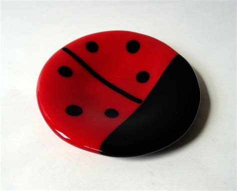 Ladybird Teabag Holder Fused Glass Ladybird Glass Trinket Etsy