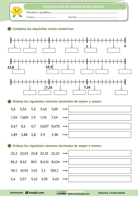 Ordenación De Números Decimales
