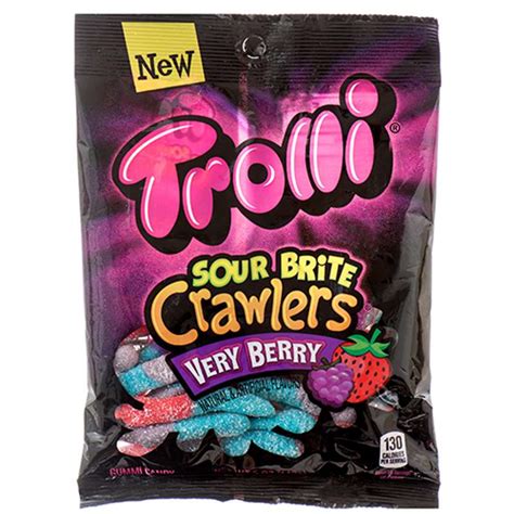 Trolli Gummi Candy Sour Brite Crawlers Very Berry 5 Oz 12 Pack