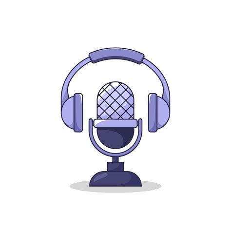 icono de color de podcast micrófono y auriculares ilustración