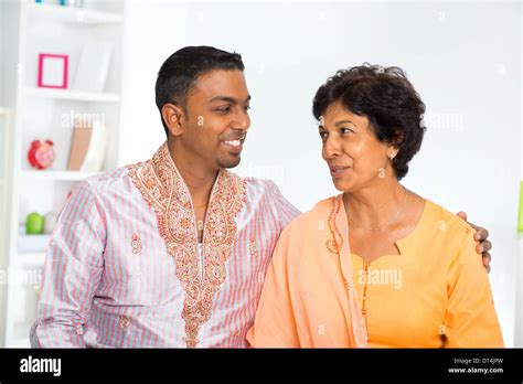 Indian Mature Mother Talking With Her Adult Son At Home Stock Photo Alamy