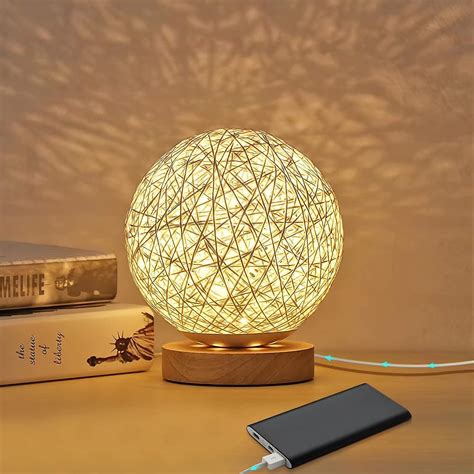 Rotin Lumire De Nuit Lampe De Table En Bois Avec Abat Jour Tiss La