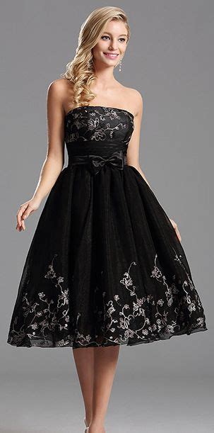 Lovely Black Tea Length Cocktail Dress Party Dress X04135100 Tea