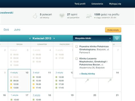 Doctor's calendar | Calendar, Doctor, User interface