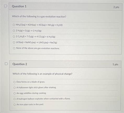 Solved Which Of The Following Is A Gas Evolution Reaction