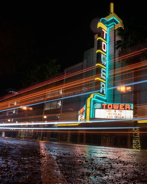 Tower Theater in Sacramento Stock Photo - Image of illuminate, doors ...