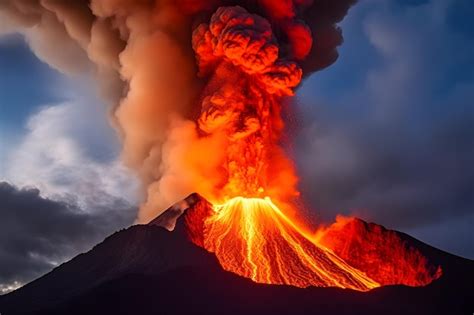 Premium Photo | Amazing volcano eruption view