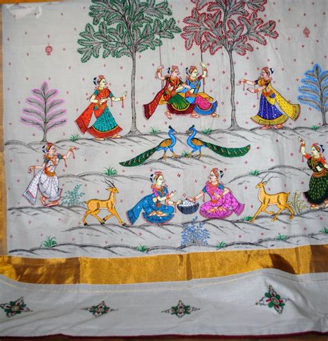 Handpainted Patachitra Painting Inspired Kerala Sarees - VS00101 ...