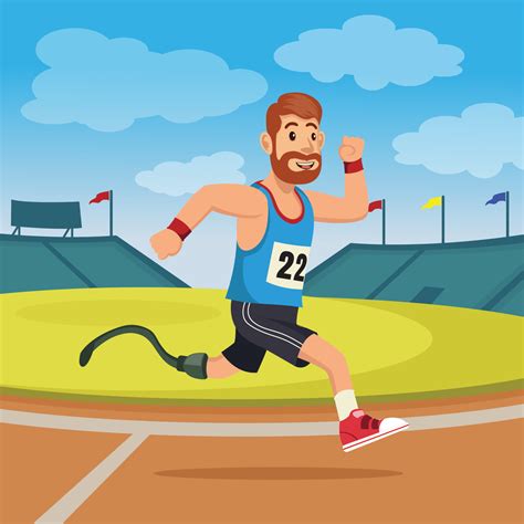 Paralympic Runner Compete In Stadium Vector Art At Vecteezy