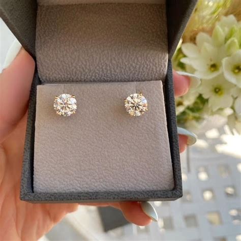 4 Carat Lab Grown Diamond Stud Earrings Lab Created Diamond Earrings