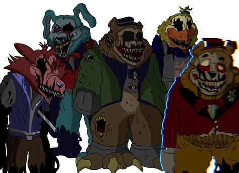 My designs on the FNaF 4 animatronics! (Just five I’ll do the rest ...