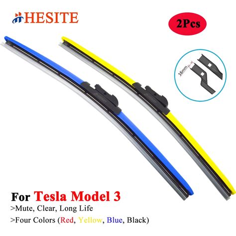 HESITE Colorful Windshield Wiper Blades For Tesla Model 3 Sedan 5YJ3 EV