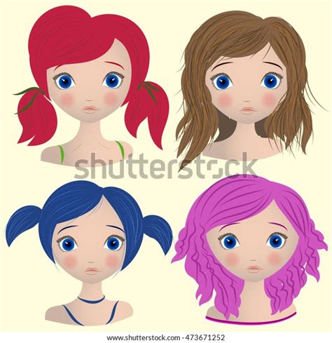 Set Female Hair Style Vector Collection Vector De Stock Libre De