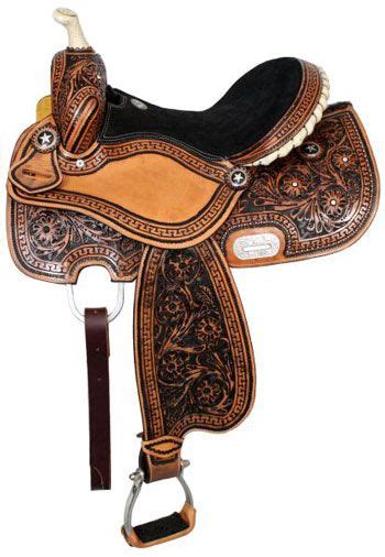 Double T Fully Tooled Barrel Saddle With Black Inlay Horse Saddles