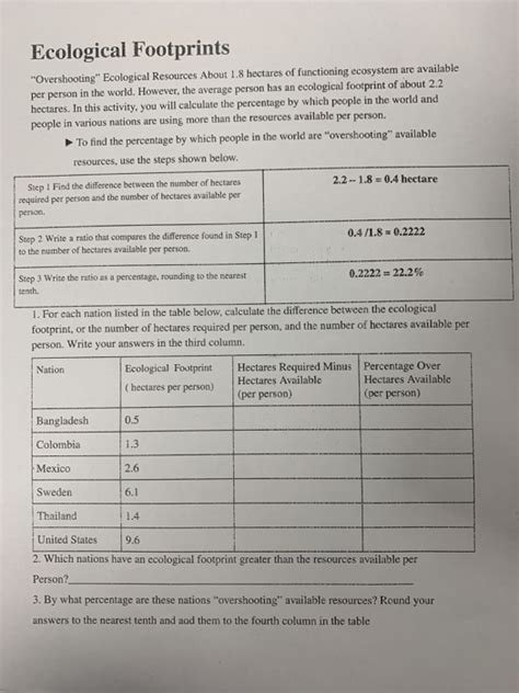 32 Calculate Ecological Footprint Worksheet Support Worksheet