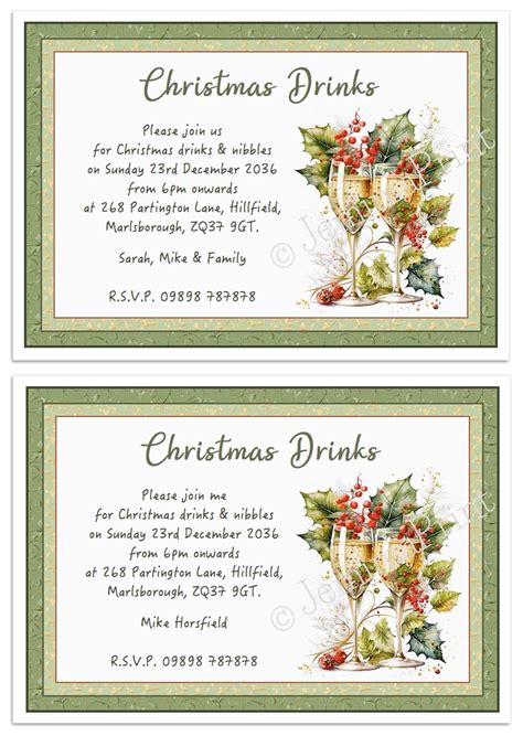 Personalised Christmas Drinks Party Invitations X Jemima Print