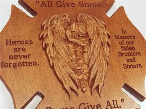 Fallen Firefighter Memorial Wall Plaque Angel Wings Fireman Etsy