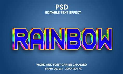 Efecto de texto 3d arcoíris con fondo editable completo Archivo PSD