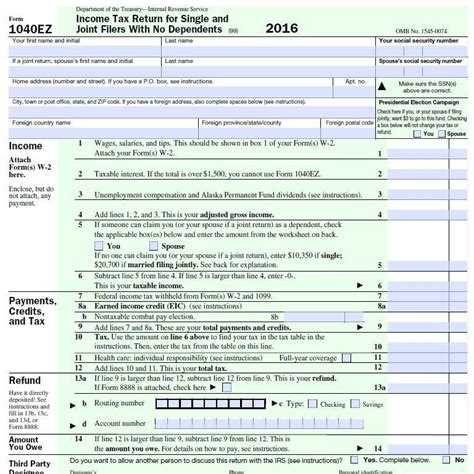 Irs 1040 Form Example - 1040 Ez Nr Form Example | 1040 Form Printable ...