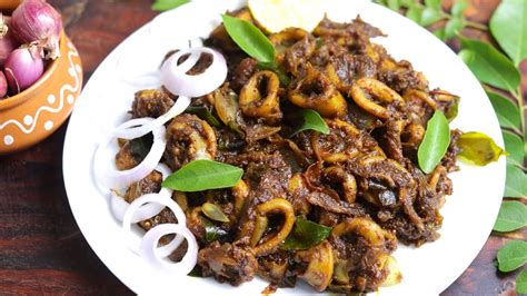 Squid Roast Recipe Koonthal Fry Recipe Kerala Style Squid Fry Youtube