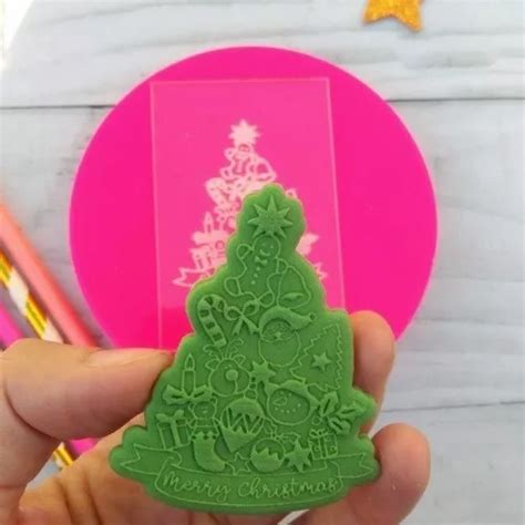 Sello Stamp Arbol Navidad M Con Cortante Fondant Cookies Mercadolibre