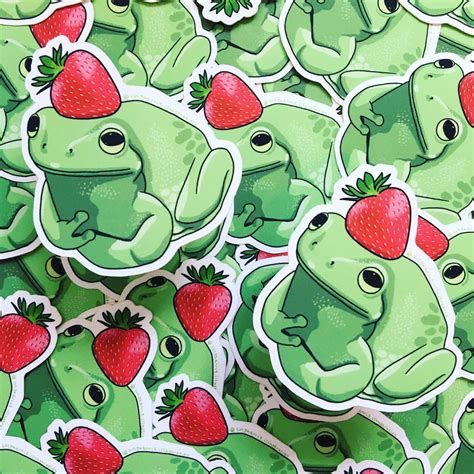 Strawberry Frog 🍓 Froggy Sticker In 2021 Frog Art Frog Drawing Frog Illustration