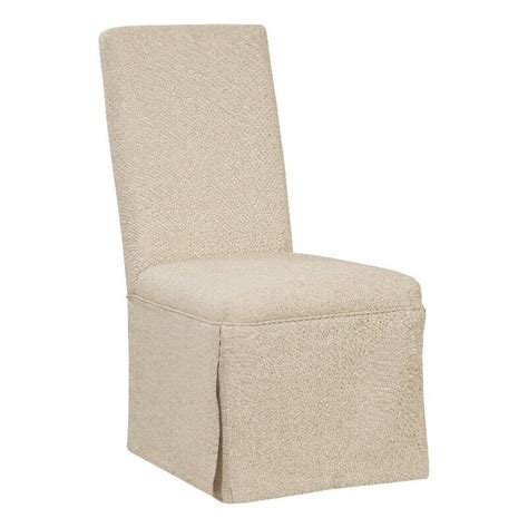 Skirted Parsons Dining Chair In Natural Linen Fabric Set Of 2 Ebay