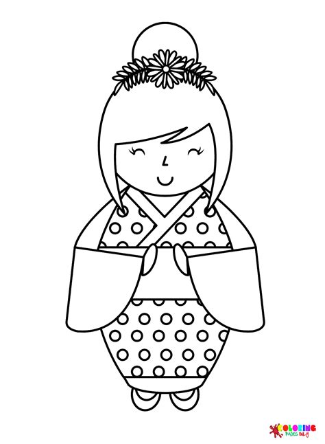 Doll Kokeshi Coloring Page Free Printable Coloring Pages