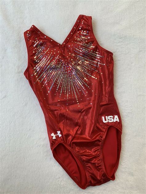 Gk Elite Gymnastics Under Armour Leotard Usa Bling Rhinestone Sequinz