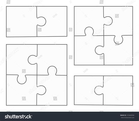 Jigsaw Puzzle Vector Blank Simple Templates Stock Vector