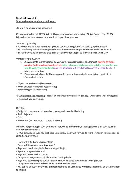 Strafrecht Week 2 Hoorcollege Week 2 Strafrecht Week 2