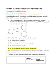 Chapter 8 Docx Chapter 8 Cellular Reproduction Cells From Cells