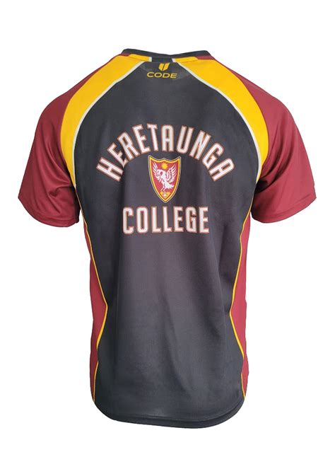 Heretaunga College Junior PE Tee Black/Maroon/Gold | Heretaunga College