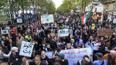 Woman Life Freedom Thousands March In Paris To Back Iran Anti