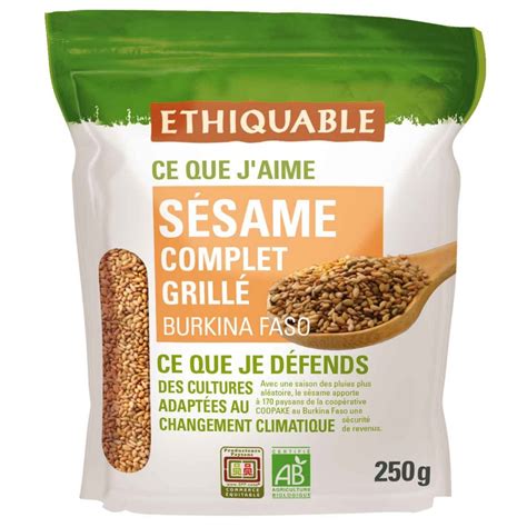 Graine de Sésame complet Grillé bio équitable 250 g ETHIQUABLE