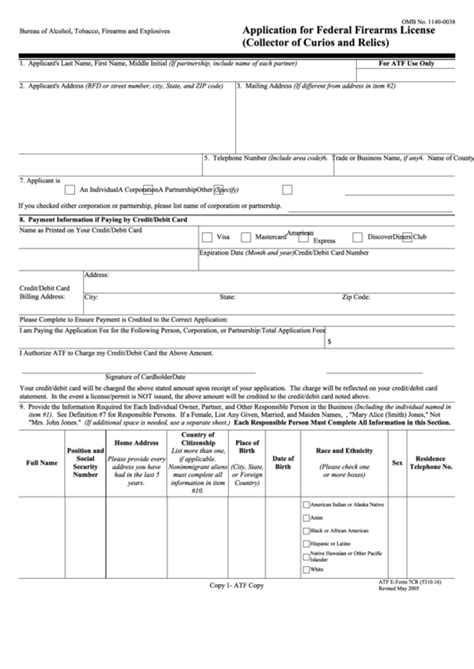 Fillable Application For Federal Firearms License Printable Pdf Download