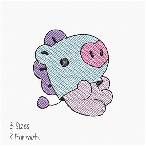 Mang Bt Character Bts Machine Embroidery Design Cute Etsy