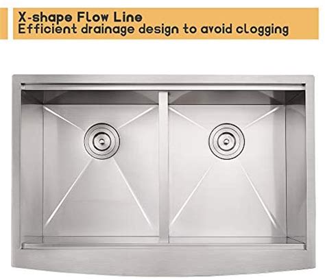 33 Stainless Steel Double Bowl Farmhouse Sink Bokaiya 3322 Inch