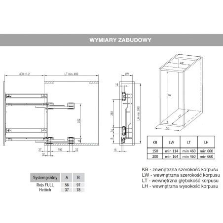 Wysuwany Kosz Cargo Do Szafki Kuchennej Cm Poziomy Hamulec