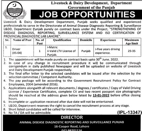 Livestock And Dairy Department Punjab Jobs 2022 Latest Jobs In Pakistan