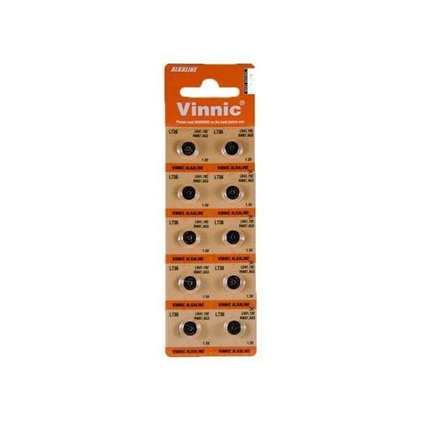 10 X Vinnic Size LR41 392 AG3 L736 SR41W Alkaline Watch Battery