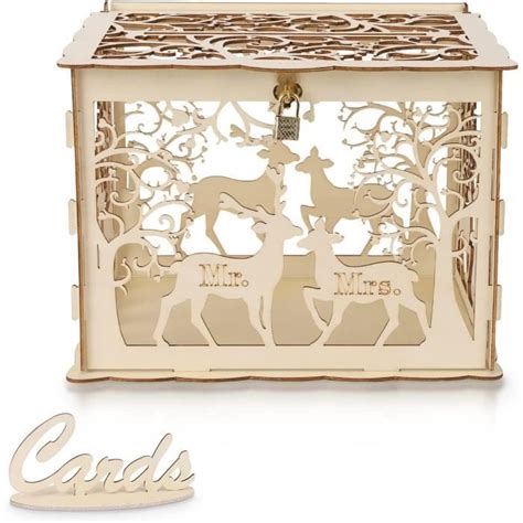 Bo Te Cartes De Mariage En Bois Creuse Avec Serrure Bo Tes Cadeaux