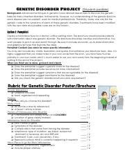 Genetic Disorder Brochure Pdf Genetic Disorder Project 24 Points