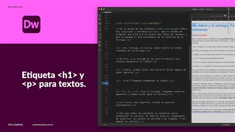 Etiqueta de Título h1 y de Párrafo p para Estructura de Textos en