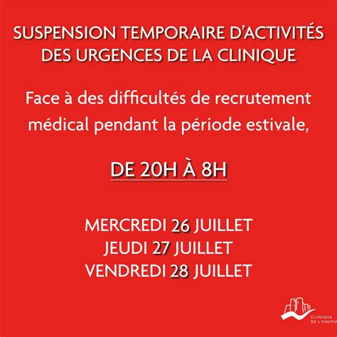 Suspension Temporaire D Activit S Des Urgences De La Clinique