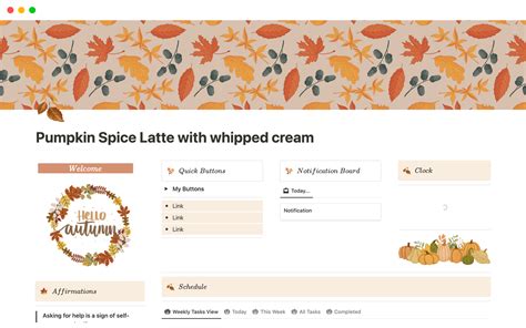 Pumpkin Spice Latte with whipped cream | Notion Template