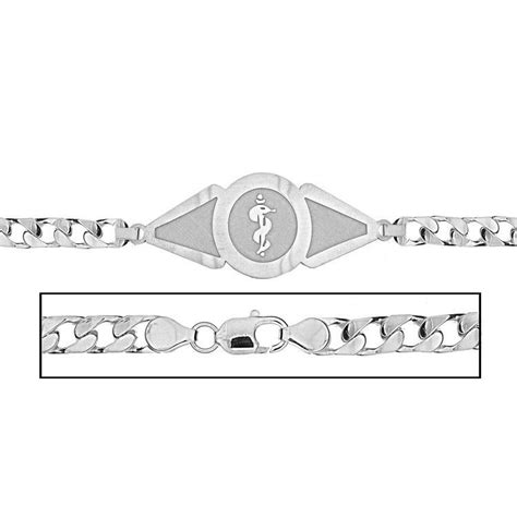 Solid 14k White Gold Women S Curb Link Medical Id Bracelet Md40rwgcw